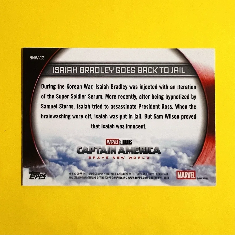 2025 Topps Chrome‎ Marvel Studios #BNW-13 Isaiah Bradley Goes Back to Jail